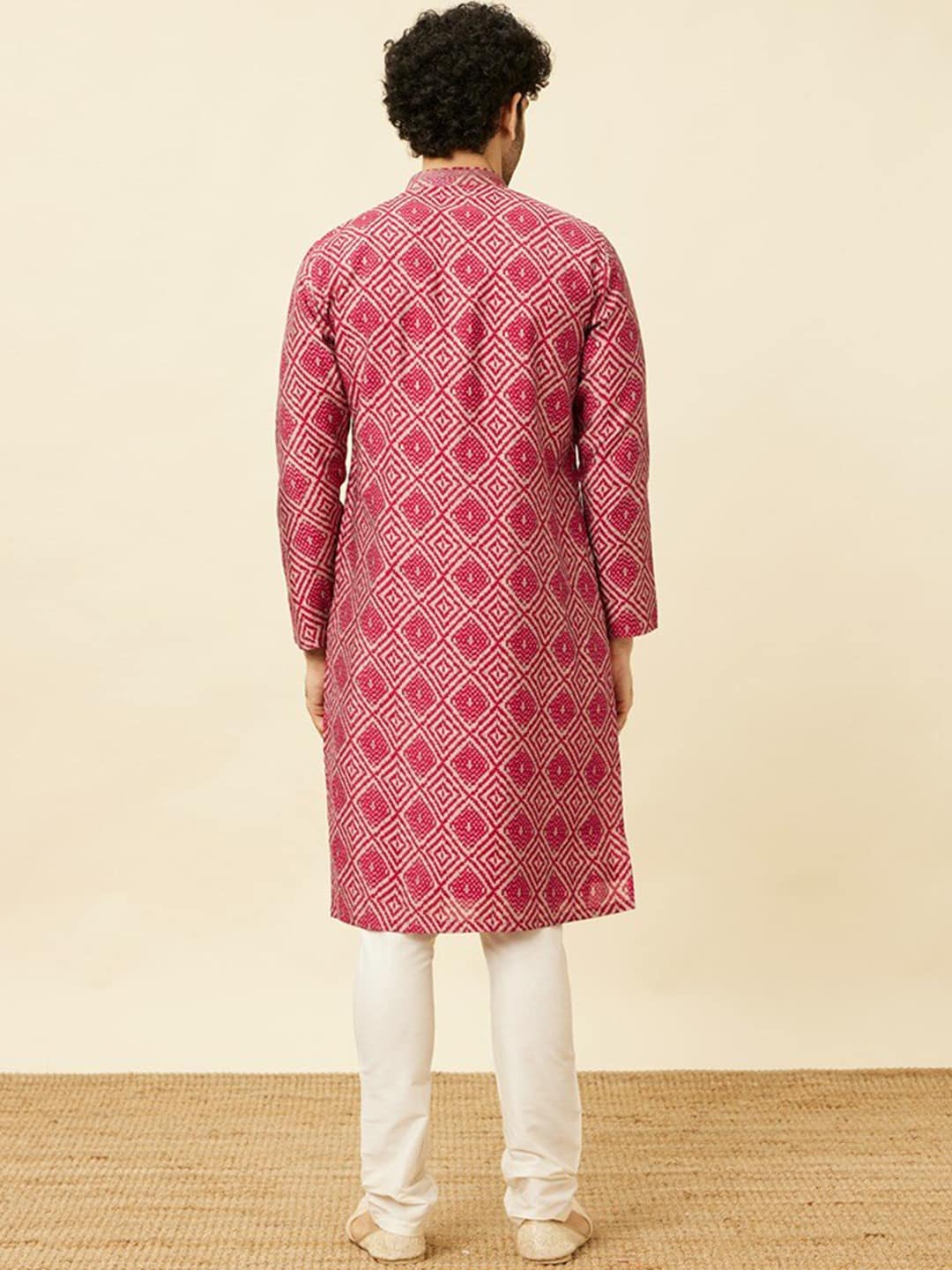 Manyavar Geometric Printed Mandarin Collar Kurta & Churidar - Distacart