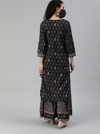 Thumbnail for Ishin Black Beige Printed Sequinned Gotta Patti Women Kurta Set - Distacart