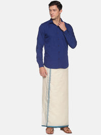 Thumbnail for Sethukrishna Mens Off White Traditional Kerala Double Mundu - Distacart