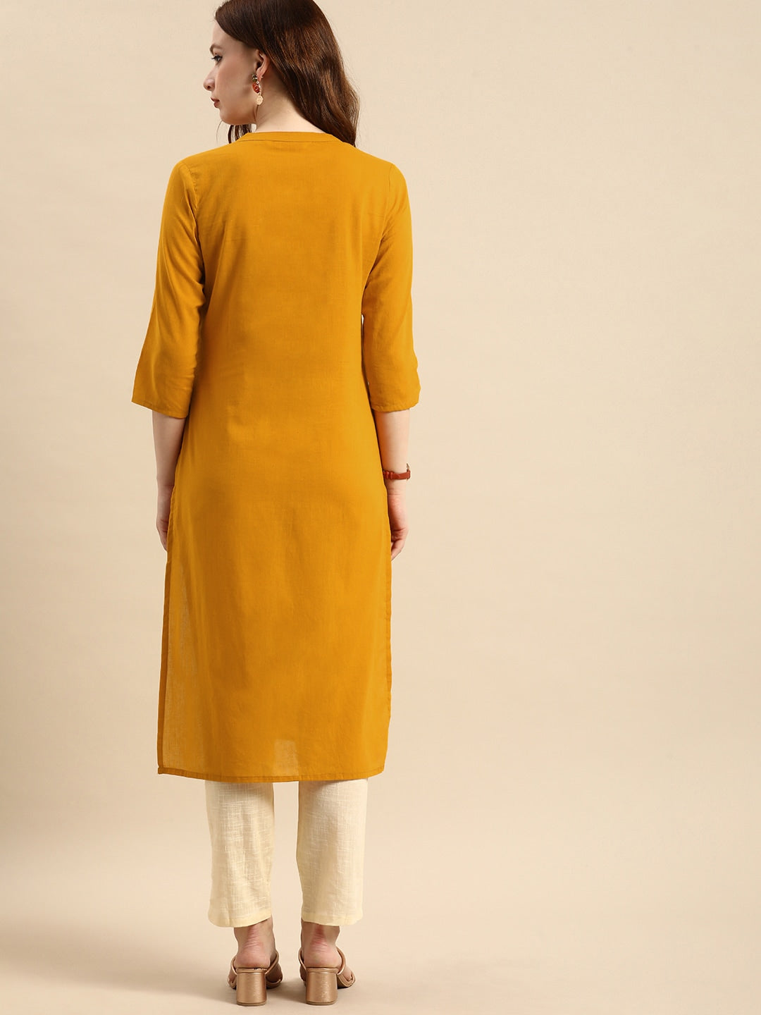 All About You Women Yellow Bandhani Yoke Design Pure Cotton Kurta - Distacart