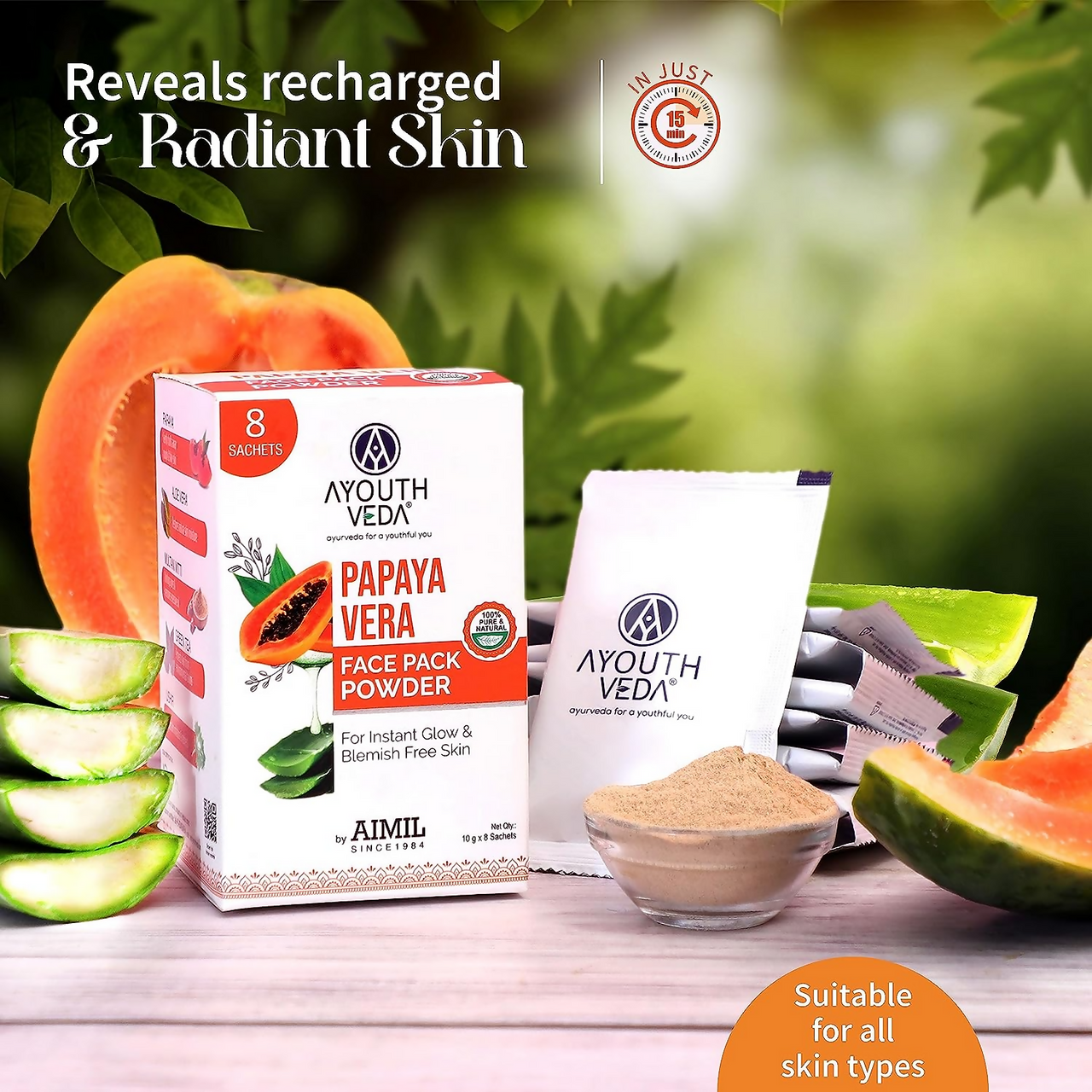 Ayouthveda Papaya Vera Face Pack Powder - Distacart