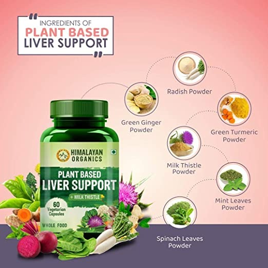 Himalayan Organics Plant Based Liver Support + Milk Thistle Vegetarian Capsules - Distacart