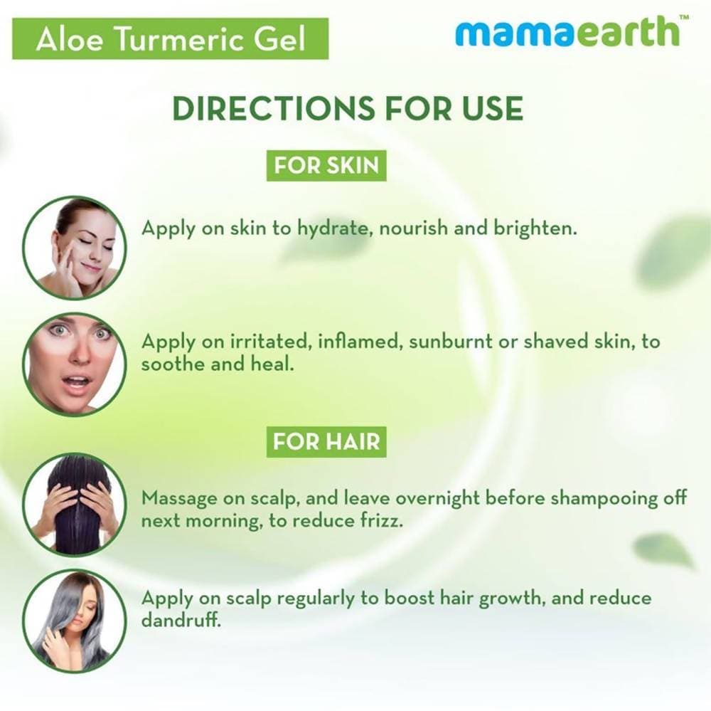 description mamaearth aloe turmeric gel for skin hair 150ml 300 ml ...