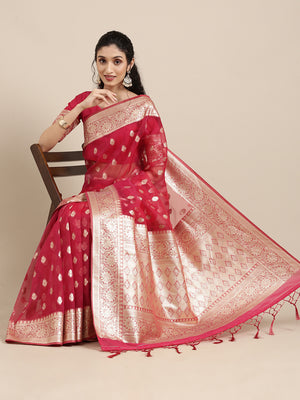 Buy ZILVIRA Self Design, Woven Bollywood Cotton Linen, Cotton Jute Red, Silver  Sarees Online @ Best Price In India | Flipkart.com