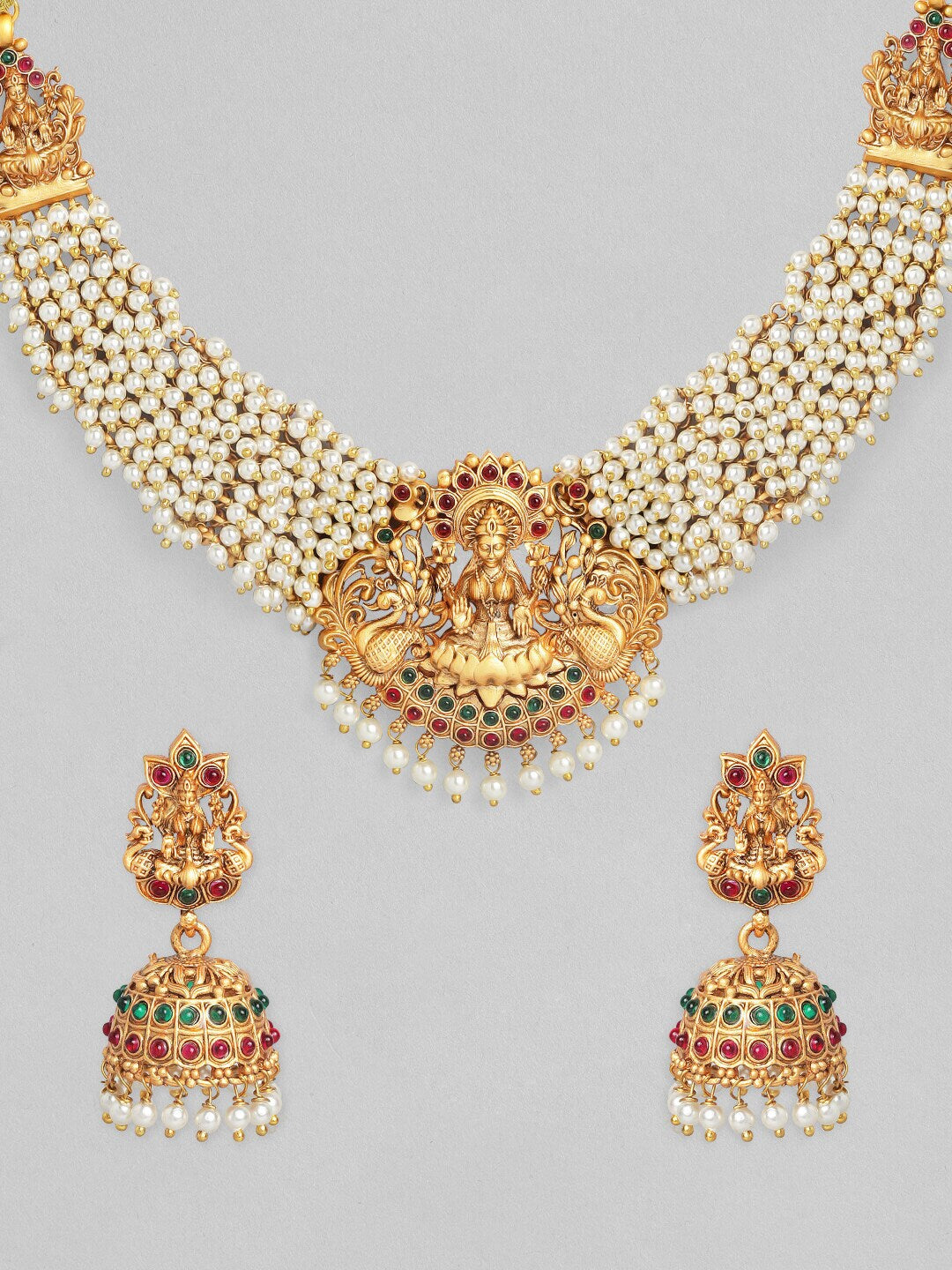 Rubans 24K Gold Plated Divine Lakshmi Necklace Set - Distacart