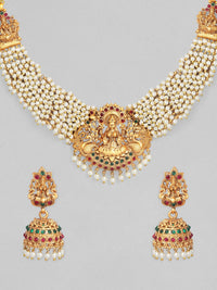 Thumbnail for Rubans 24K Gold Plated Divine Lakshmi Necklace Set - Distacart