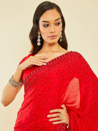 Thumbnail for Soch Red Embellished Saree - Distacart