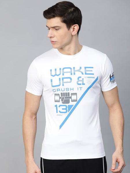 HRX by Hrithik Roshan Men White & Blue Training Regular Fit T-shirt - Distacart