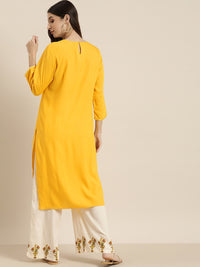 Thumbnail for All About You Women Yellow & Beige Embroidered Kurta with Palazzos - Distacart