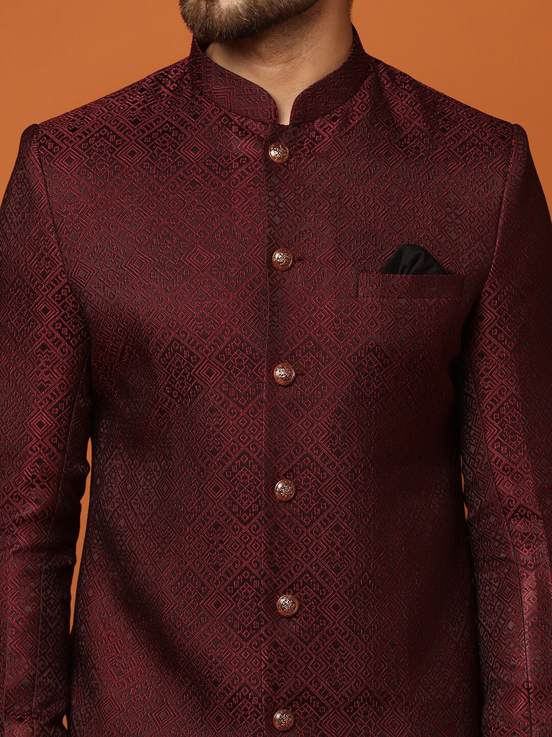 KISAH Self-Design Cotton Sherwani Set - Distacart