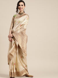 Thumbnail for Saree Mall Ethnic Motifs Silk Blend Saree with Woven Design Border - Distacart