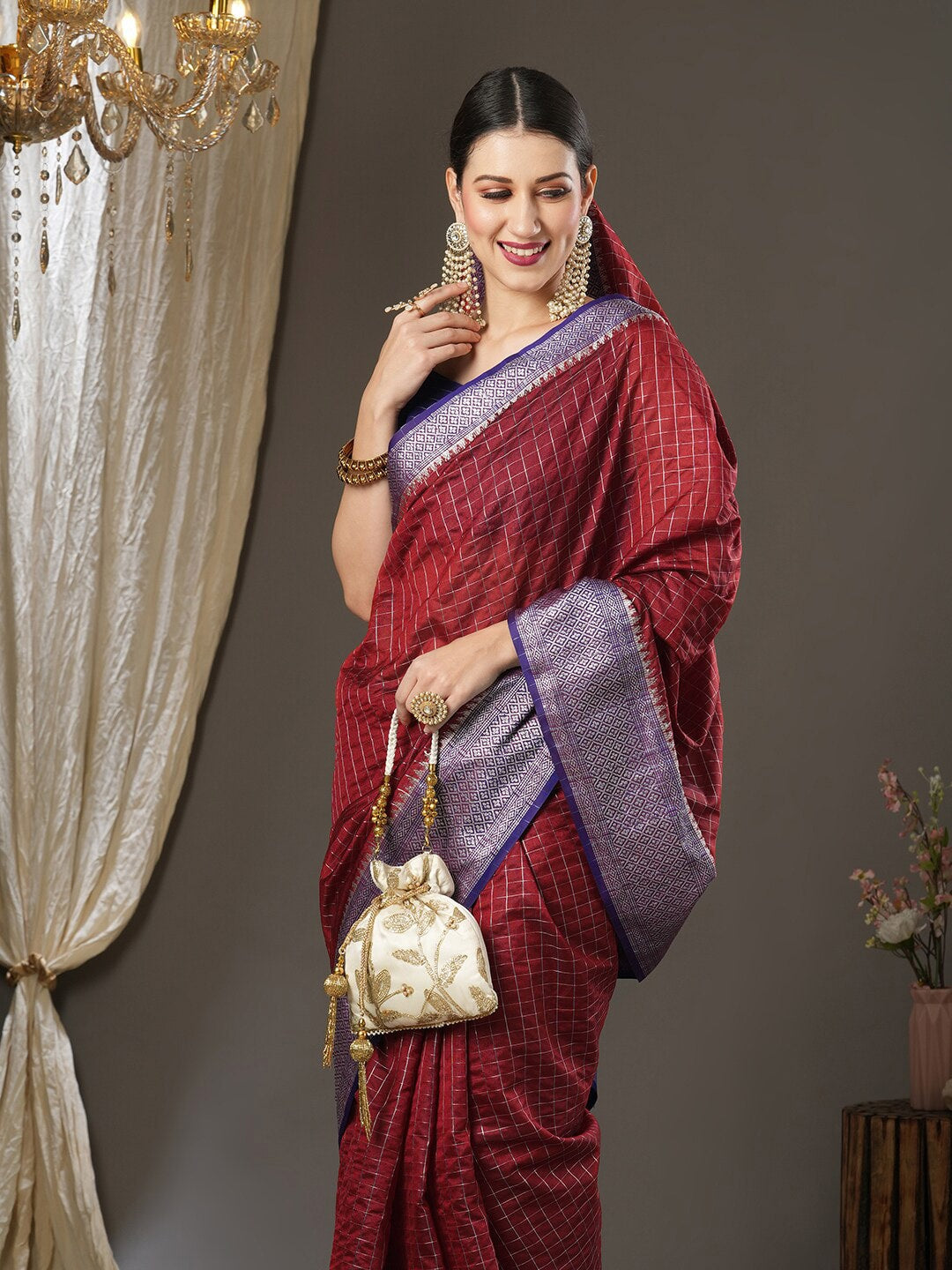 Shop Online Grey and Yellow Designer Saree in USA |Check Saree Blouse –  Pure Elegance