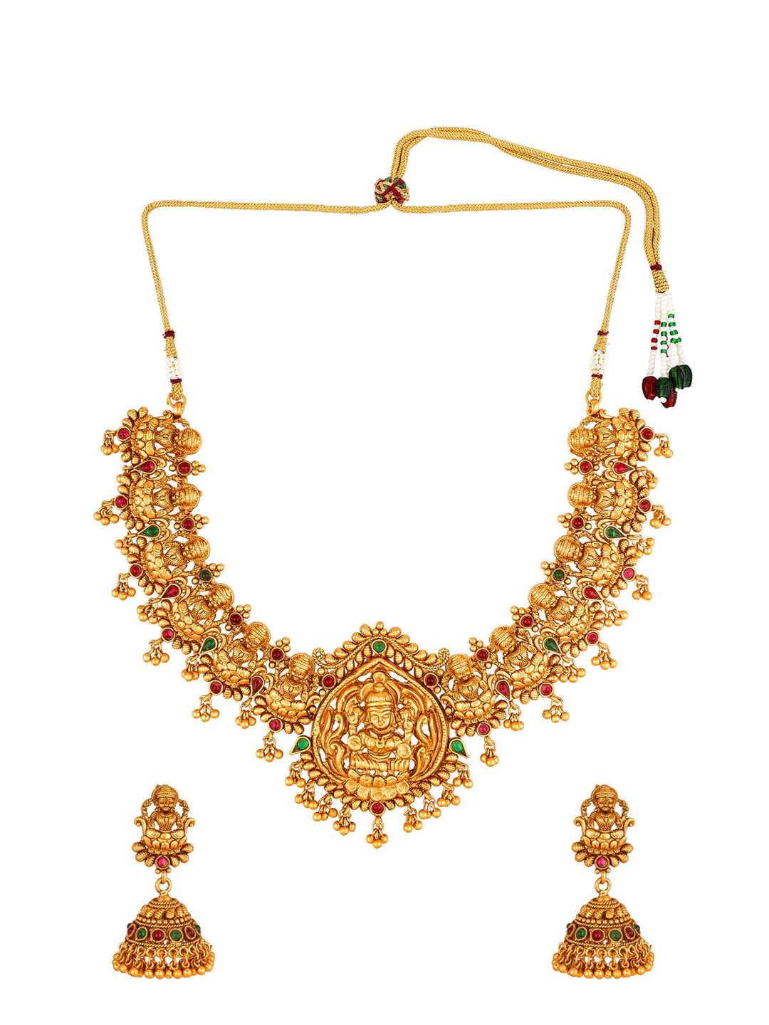 Aadita Women Gold-Toned & Plated Temple Choker Jewellery Set - Distacart