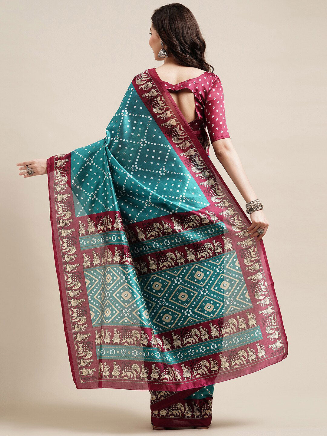 MAROON BANDHANI SILK SAREE - Pramukh Fab - 4001088