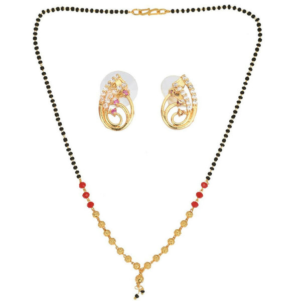 AanyaCentric Gold Plated Short Mangalsutra Set with Earrings - Distacart