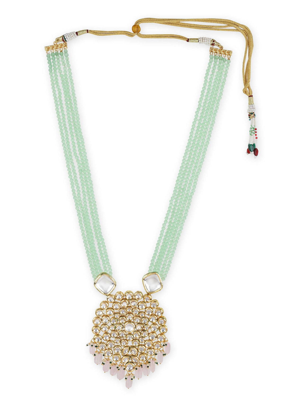 Gold-Toned Green Brass Gold-Plated Necklace - Ruby Raang - Distacart