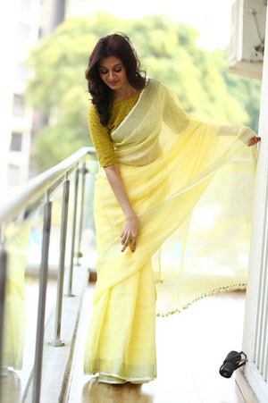 Shop Yellow Saree for Haldi Function Online| Singhania's