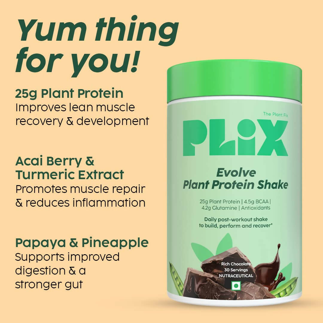 PLIX The Plant Fix Evolve Plant Protein Shake Powder - Chocolate - Distacart