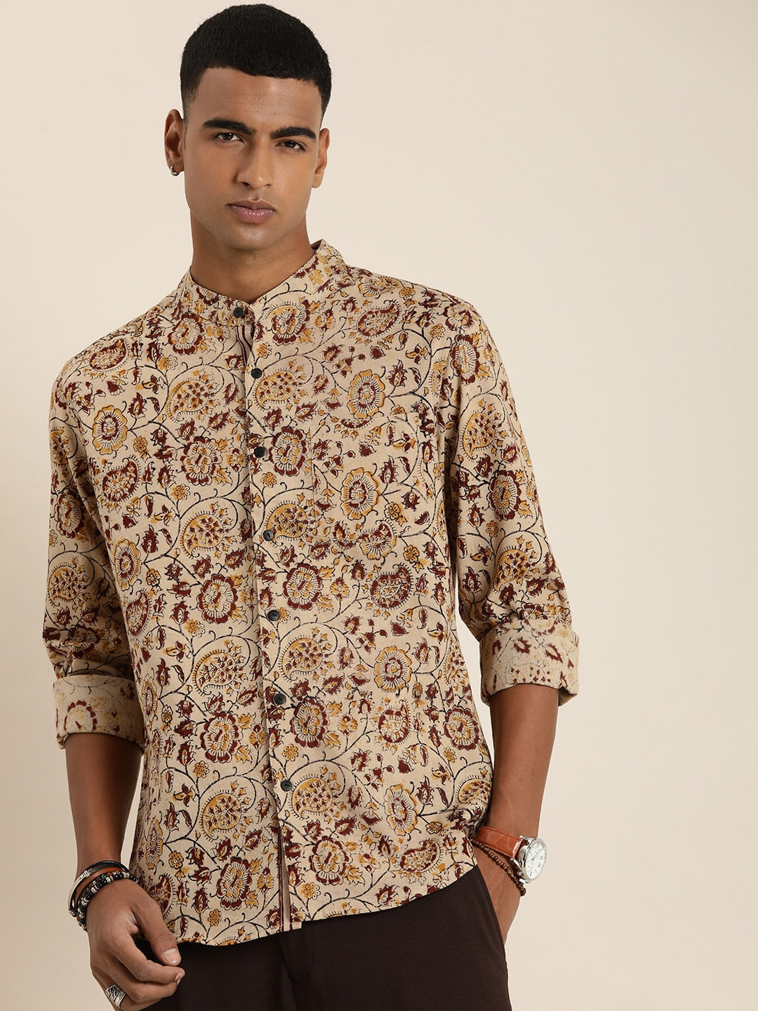 description taavi kalamkari printed pure cotton casual shirt product ...