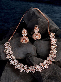 Thumbnail for Saraf RS Jewellery Rose Gold-Plated & White AD & CZ-Studded Contemporary Jewellery Set - Distacart