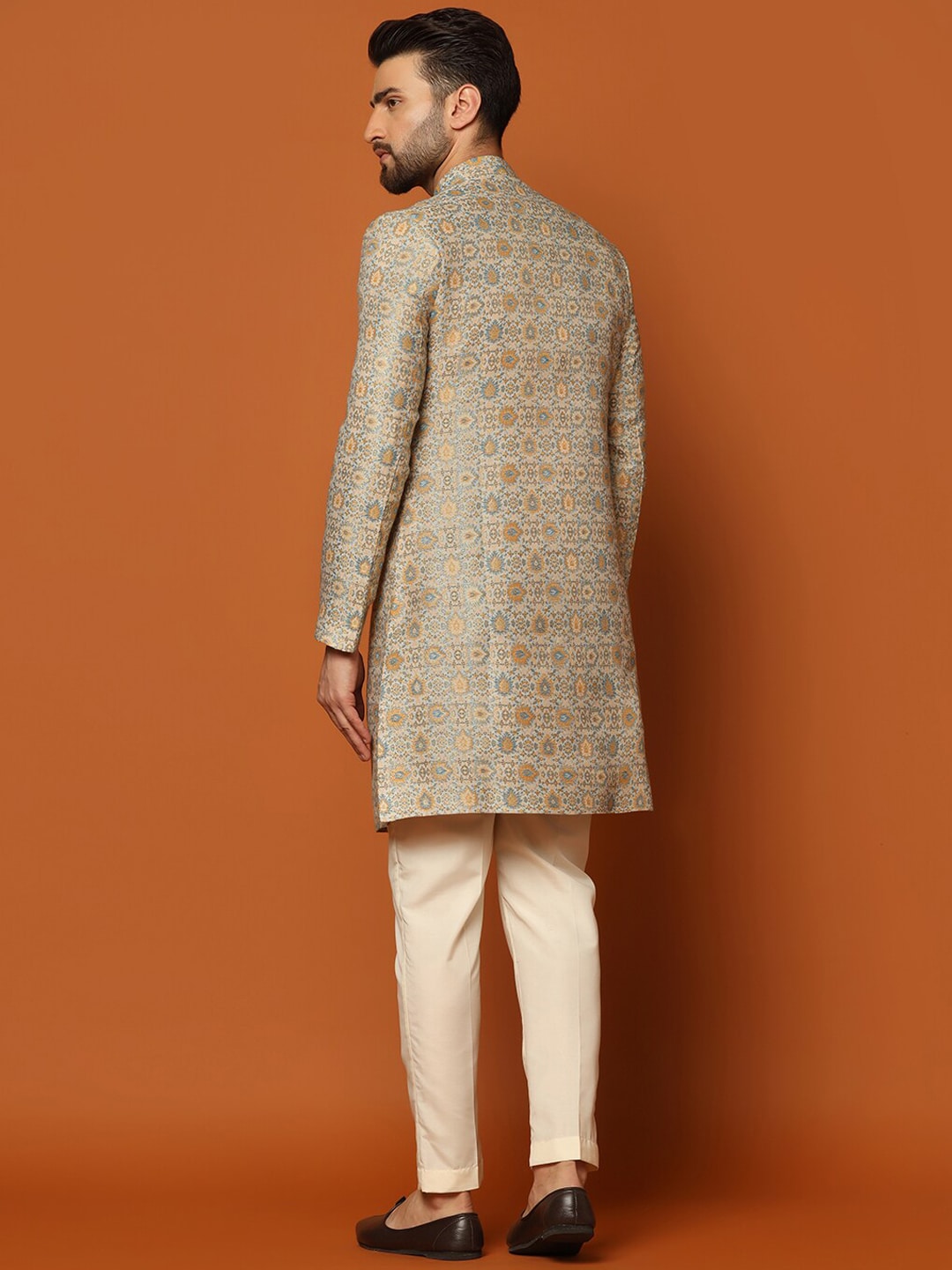 KISAH Self-Design Cotton Sherwani Set - Distacart