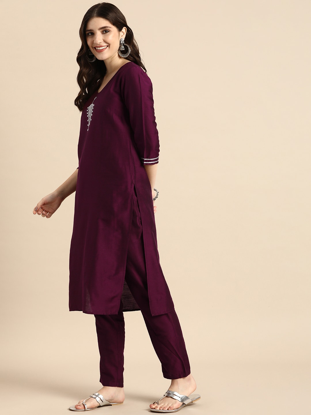 Anouk Women Yoke Design Regular Kurta with Trousers - Distacart