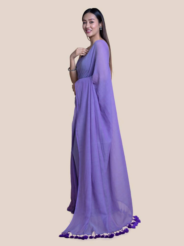 Suta Lavender Solid Mul Saree - Distacart