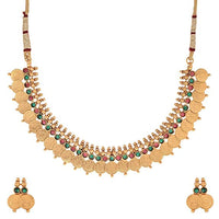 Thumbnail for Gold-Plated Alloy Temple Jewellery Coin Sleek Choker Necklace - The Pari - Distacart