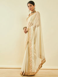 Thumbnail for Soch Gold-Toned Embroidered Organza Saree - Distacart