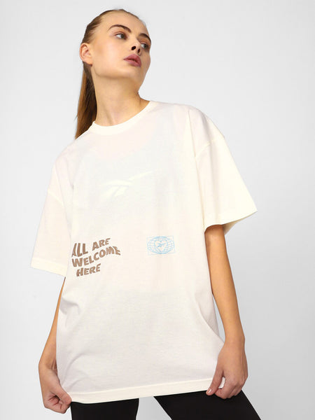 Reebok Printed Pure Cotton Oversized T-Shirt - Distacart