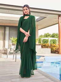 Thumbnail for Tikhi Imli Green Gotta Patti Saree With Pleated cape - Distacart