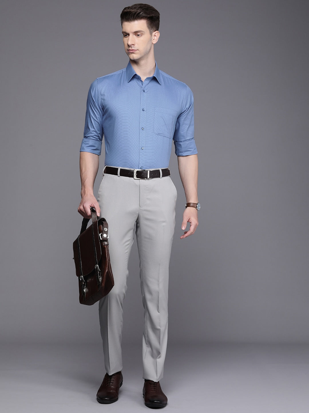 Buy Raymond Pure Cotton Textured Slim Fit Opaque Formal Shirt Online at  Best Price