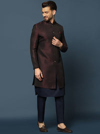 Thumbnail for KISAH Woven Design Cotton Sherwani Set - Distacart