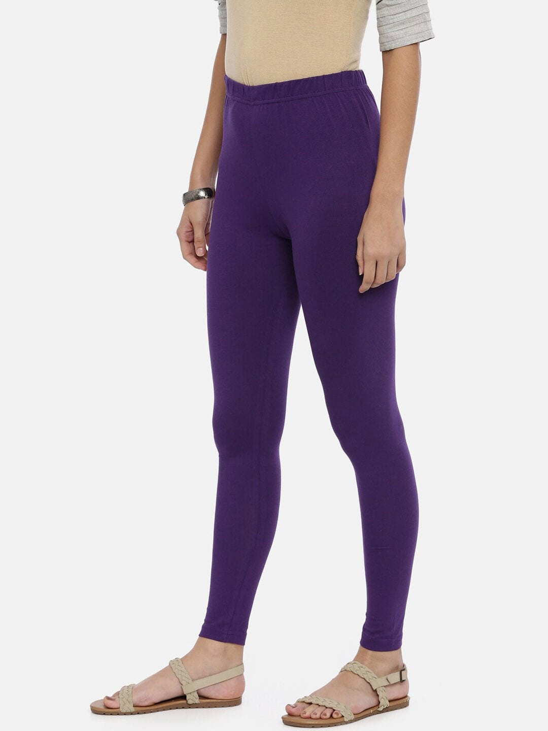 Buy Souchii Violet Solid Slim-Fit Ankle-Length Leggings Online at