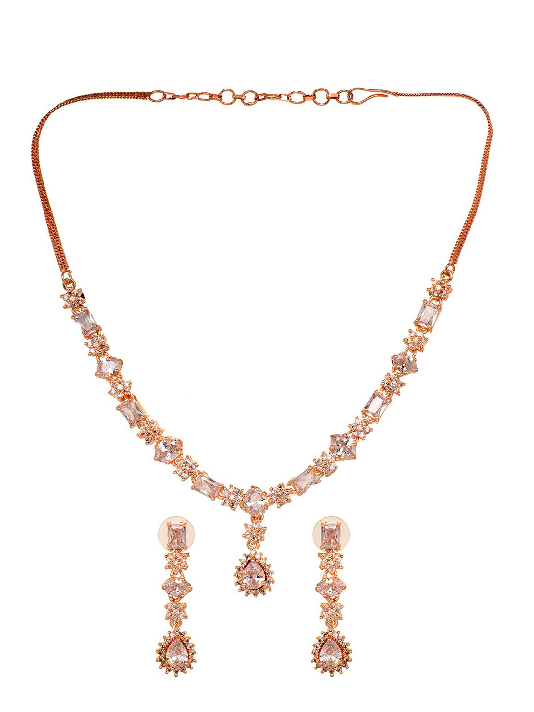 Saraf RS Jewellery Rose Gold Plated AD Studded Designer Jewellery Set - Distacart