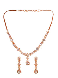 Thumbnail for Saraf RS Jewellery Rose Gold Plated AD Studded Designer Jewellery Set - Distacart