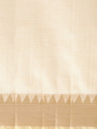 Thumbnail for Kalini Cream-Coloured & Golden Striped Zari Silk Cotton Solid Saree - Distacart