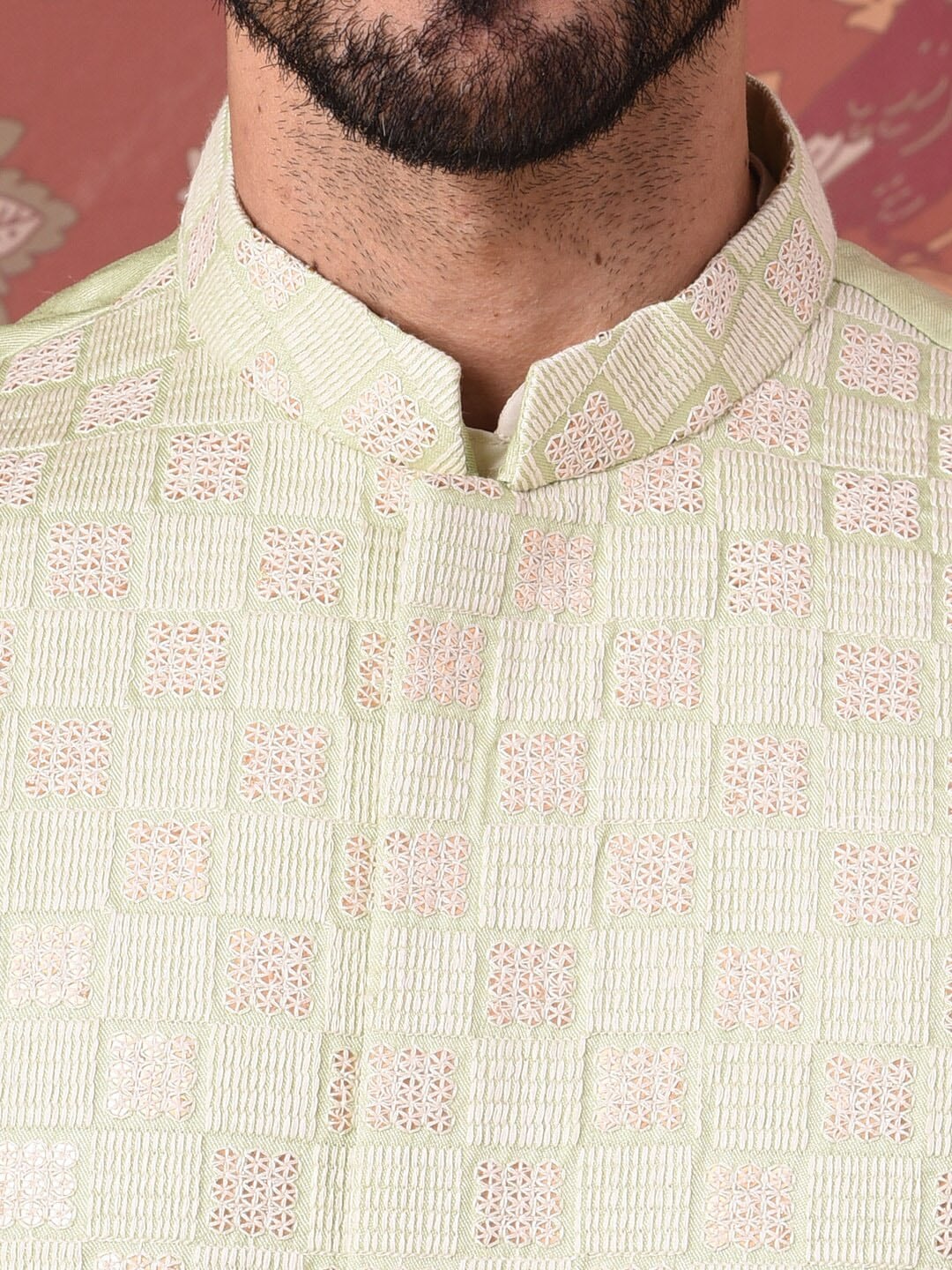 Buy Ode By House Of Pataudi Men Green & Gold Toned Woven Design Jashn Nehru  Jacket - Nehru Jackets for Men 16283672 | Myntra