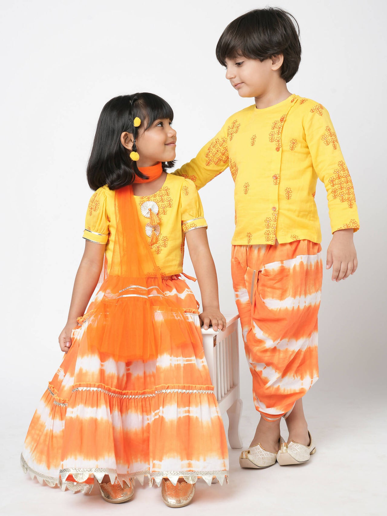 Lil Drama Marigold Magic Boys Yellow Embroidered Kurta With Dhoti Set - Distacart