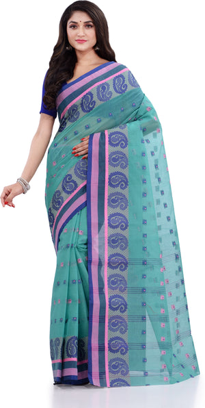 Utsav light Blue silk cotton silver Zari Chanderi Saree