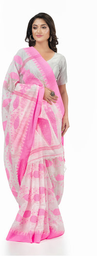 Thumbnail for Desh Bidesh Woven Handloom Handloom Pure Cotton Saree (Pink) - Distacart