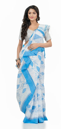 Thumbnail for Desh Bidesh Woven Handloom Handloom Pure Cotton Saree (Blue) - Distacart