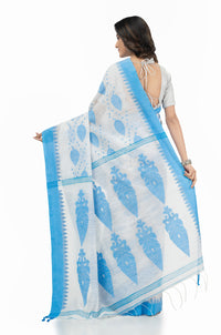 Thumbnail for Desh Bidesh Woven Handloom Handloom Pure Cotton Saree (Blue) - Distacart