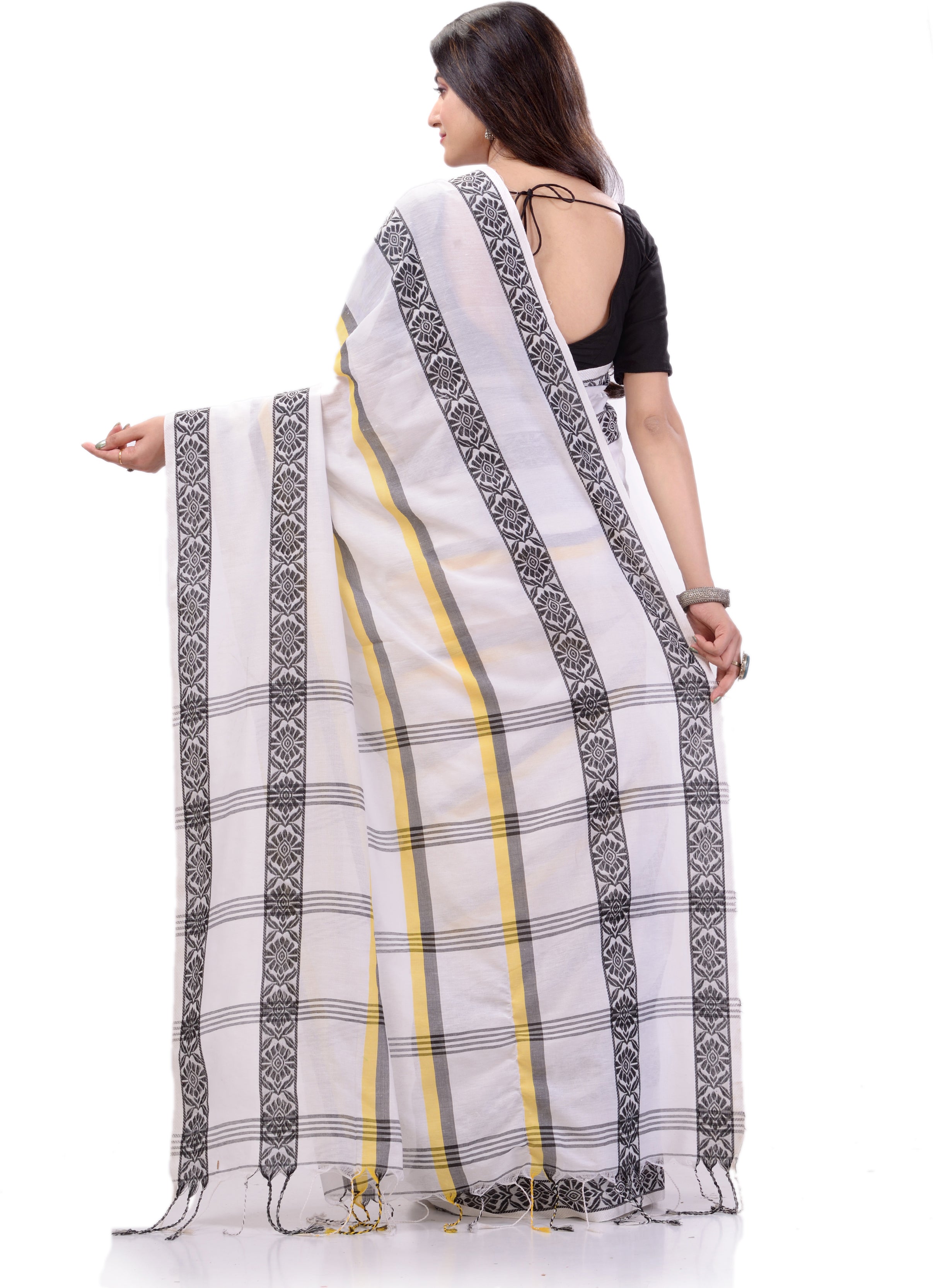 Buy Vastravay Pure Cotton Black and white Colour Checked Sarees For Womens'  - at Best Price Best Indian Collection Saree - Gia Designer