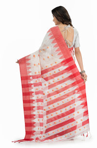 Thumbnail for Desh Bidesh Woven Handloom Handloom Pure Cotton Saree (Red) - Distacart