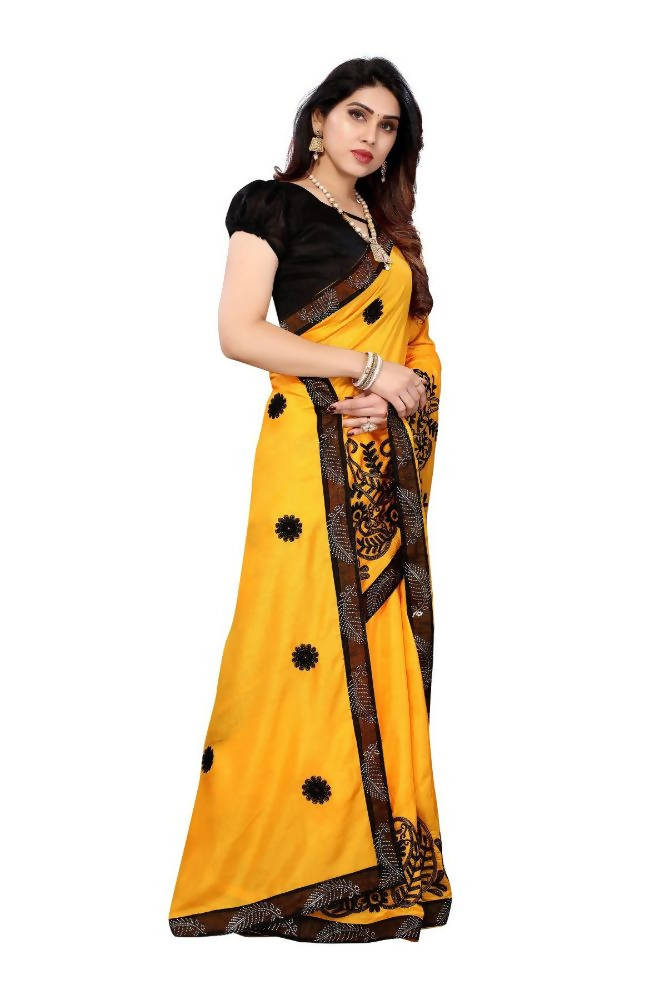 Vamika Yellow Dola Silk Embroidery Saree