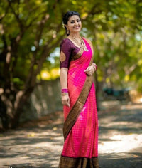 Thumbnail for DEIANA'S Beautiful Golden Jari with New Design Soft Lichi Silk Saree - Pink - Distacart