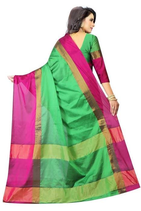 Vamika Green Cotton Silk Weaving Saree (Shreeji Parrot Pink) - Distacart