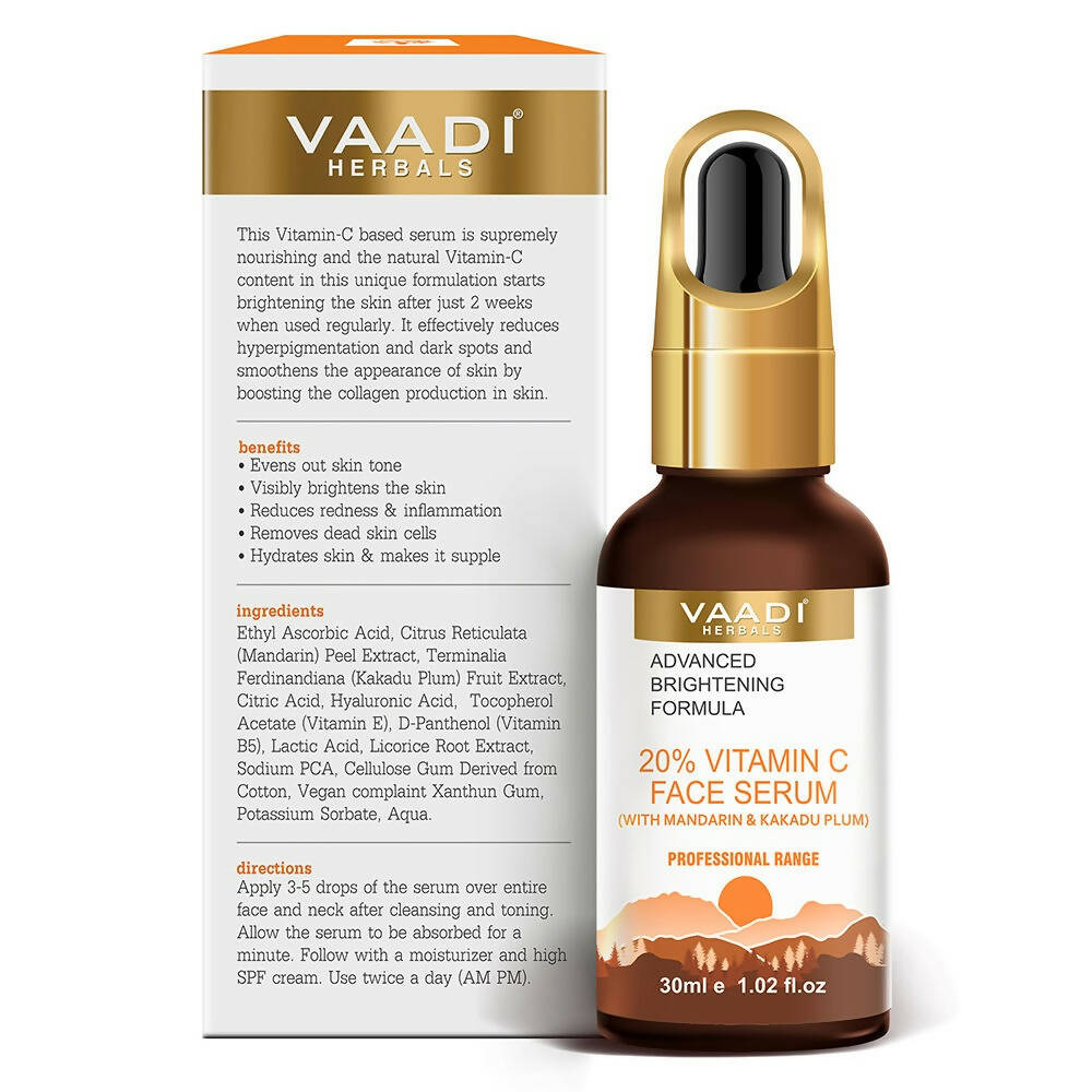 Vaadi Herbals 20% Vitamin C Face Serum With Advanced Brightening Formula - Distacart