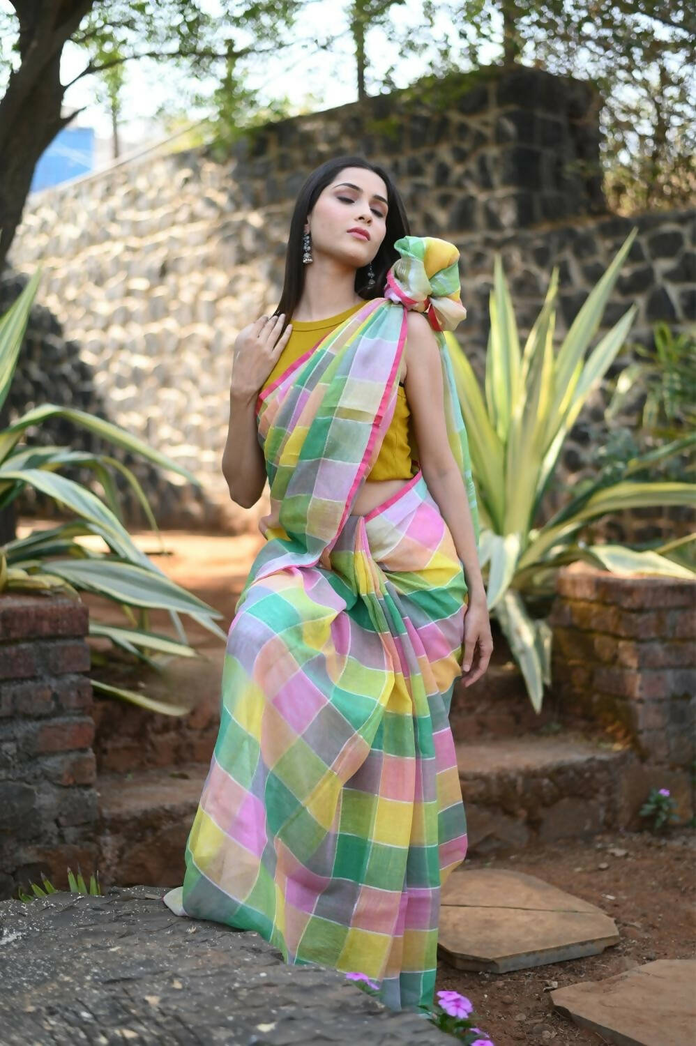 Office Wear Designer Linen Sarees Online | Linen Cotton Saree Design